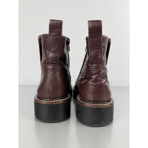 Nordstrom Miller 2 Boots Womens 8.5 Wine Leather Side Zip Lug Chunky Water Res. - Picture 5 of 10